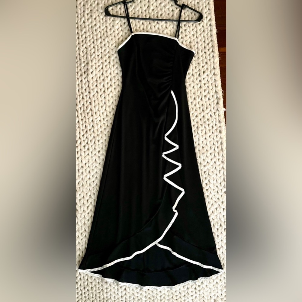 Taboo Black and White Asymmetrical Cocktail Dress